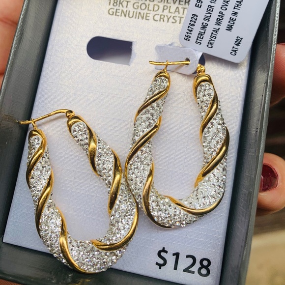 Beautiful sterling silver earrings 18kt gold